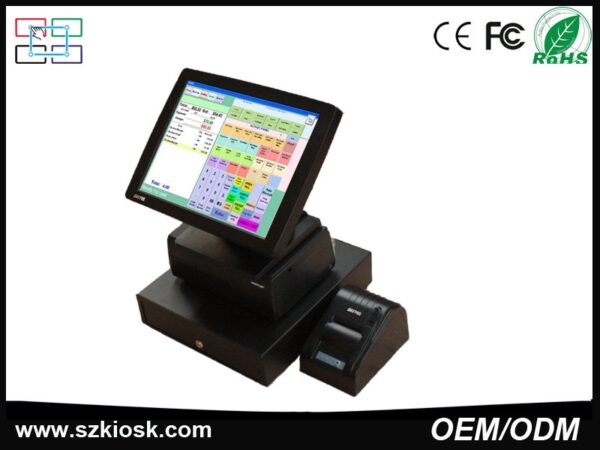 cashier register 15 inch tft lcd dual screen touch pos terminal 4